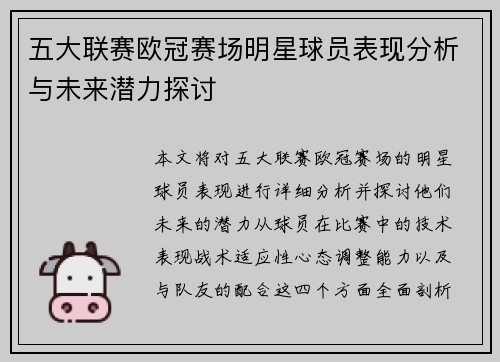 五大联赛欧冠赛场明星球员表现分析与未来潜力探讨